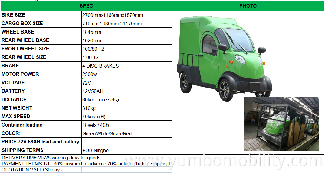 Four Wheeler Electric Cargo Vehicle